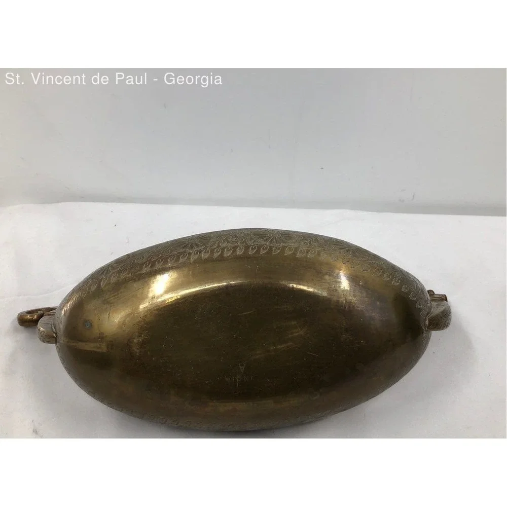 Vintage Mid Century Modern Brass Viking Boat Bowl 16